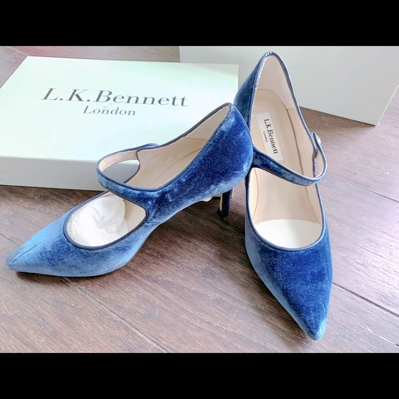 lk bennett blue velvet shoes